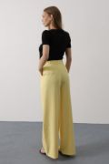 Pileli Bağcıklı Oversize Pantolon - Sarı resmi